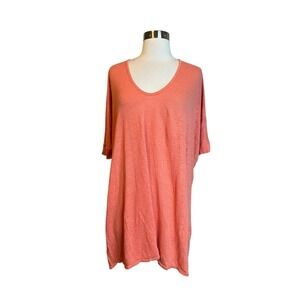 Pete & Greta by Johnny Was Tunic OS Orange Linen Top Mineral Wash Lagenlook